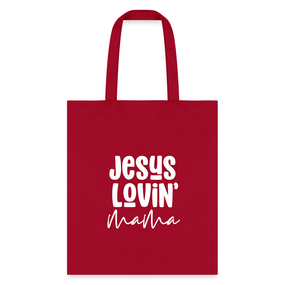 Jesus Lovin Mama Tote Bag - red