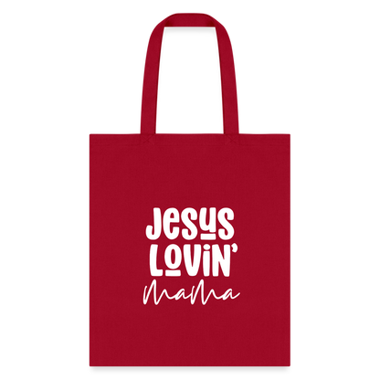 Jesus Lovin Mama Tote Bag - red