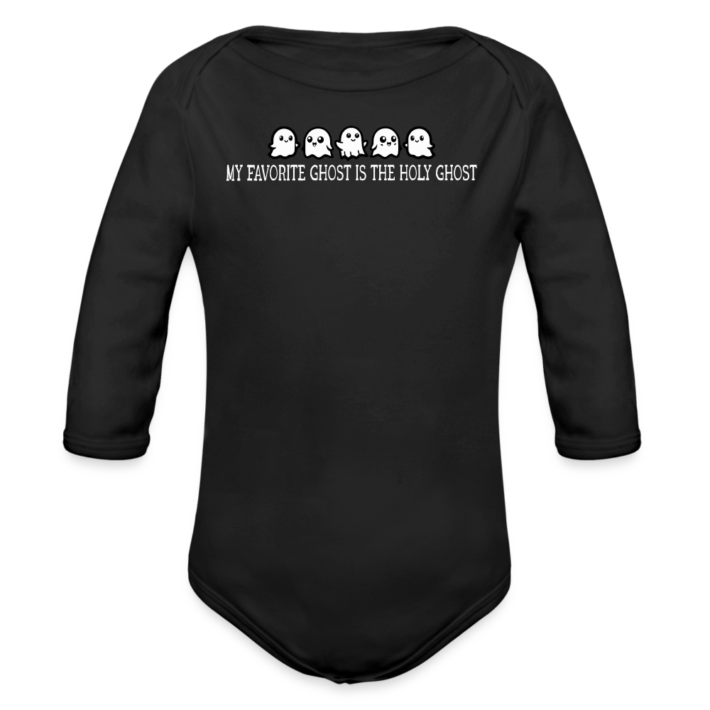 My Favorite Ghost is the Holy Ghost (W) Baby Long Sleeve Bodysuit - black