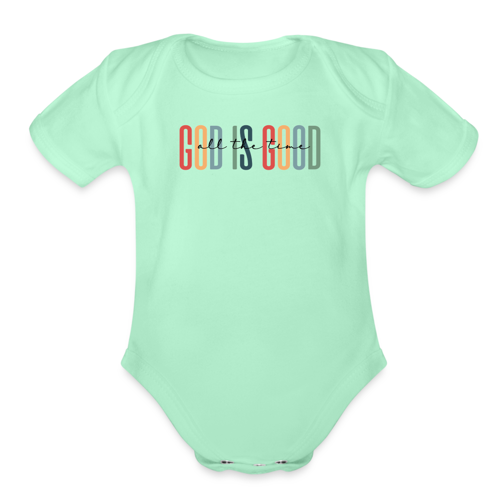 God is Good (Rainbow) Baby Onesie - light mint