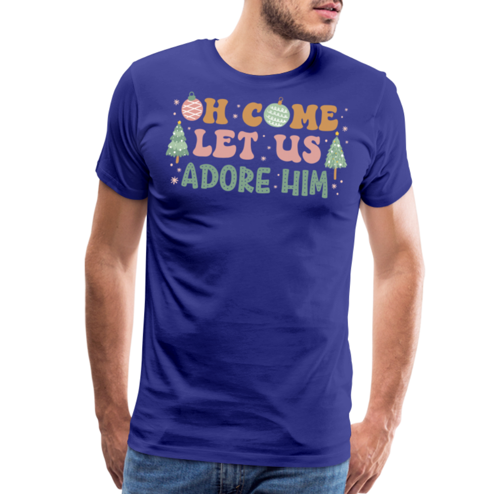 Oh Come Let Us Adore Him Christmas Family Men's Premium T-Shirt - royal blue