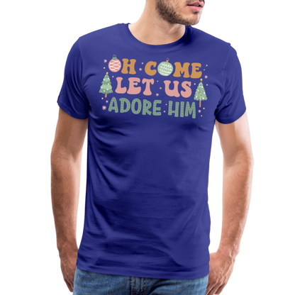 Oh Come Let Us Adore Him Christmas Family Men's Premium T-Shirt - royal blue