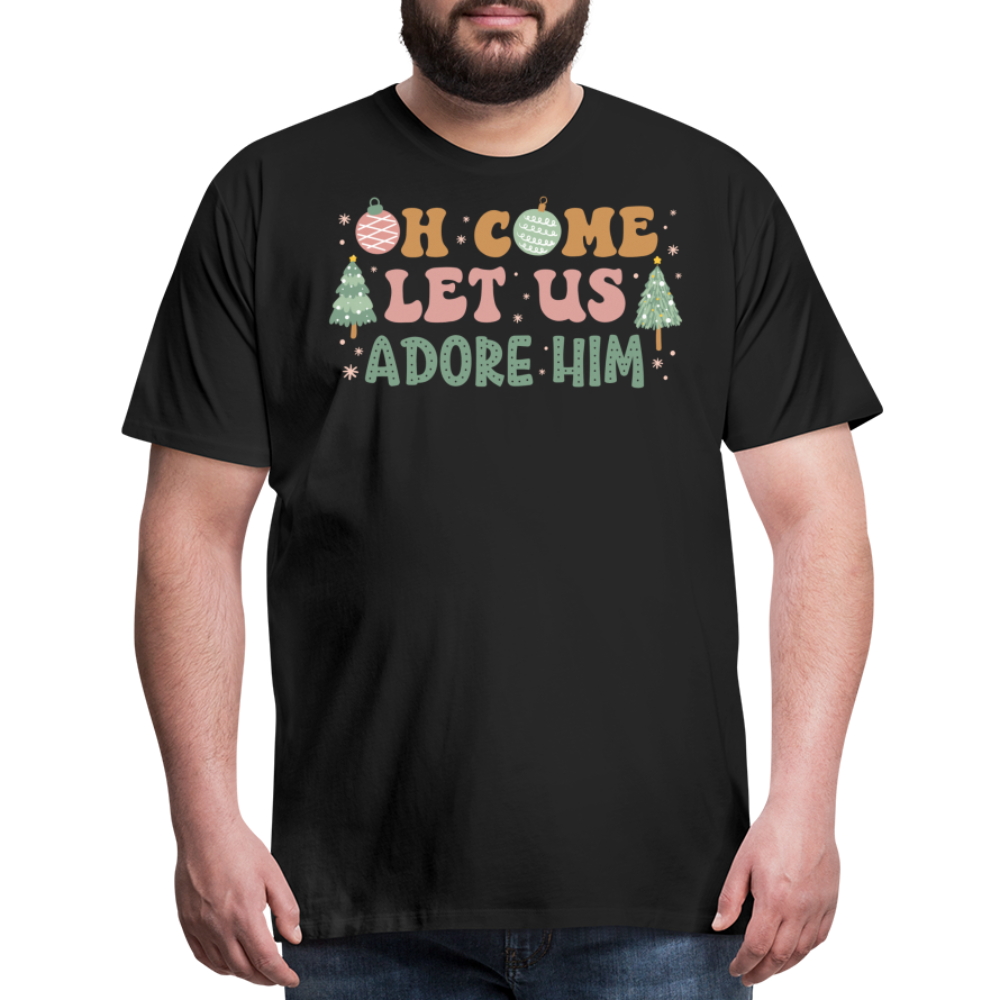 Oh Come Let Us Adore Him Christmas Family Men's Premium T-Shirt - black