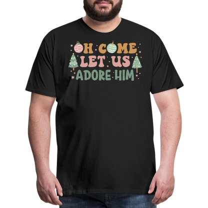 Oh Come Let Us Adore Him Christmas Family Men's Premium T-Shirt - black