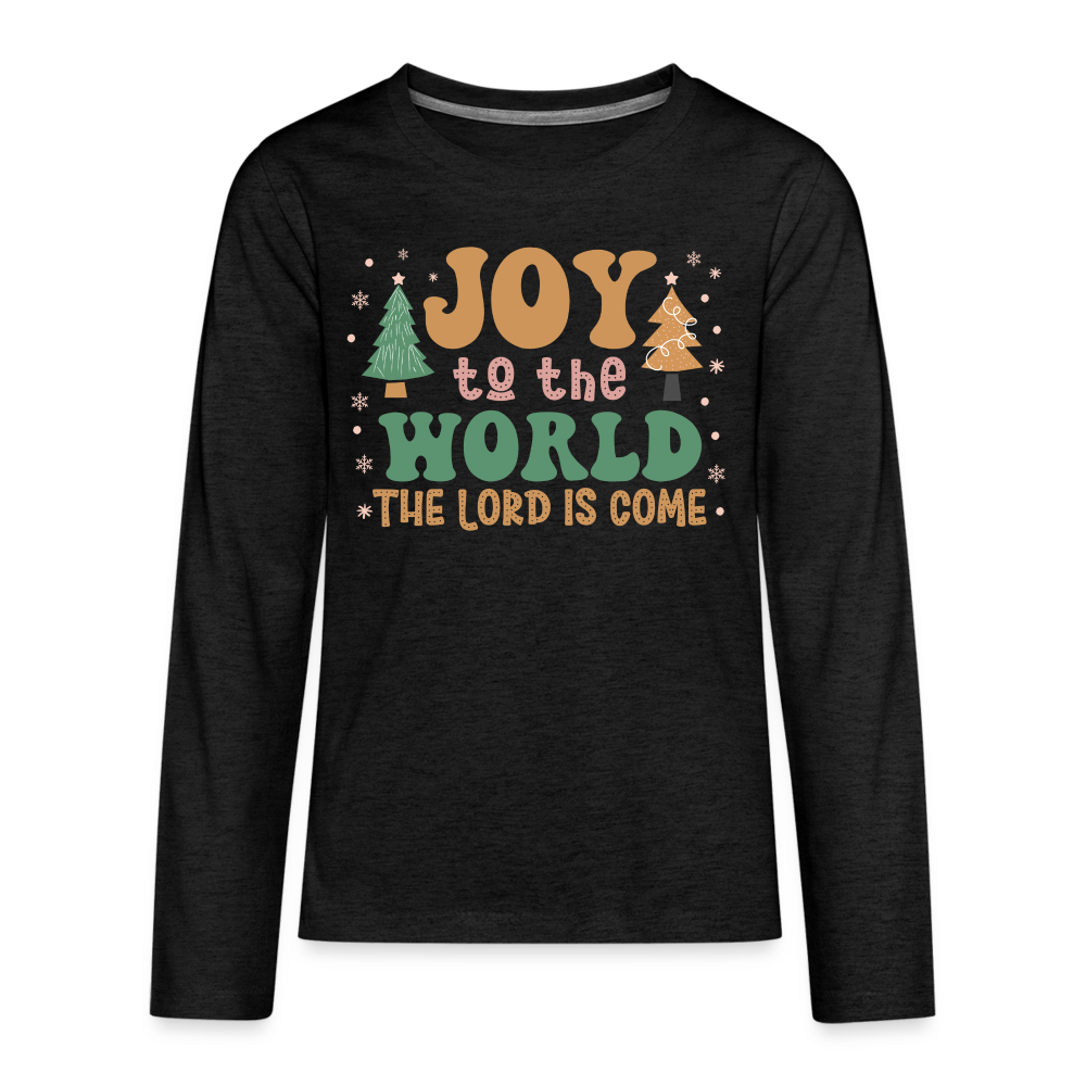 Joy to the World Christmas Family Kids' Premium Long Sleeve T-Shirt - charcoal grey