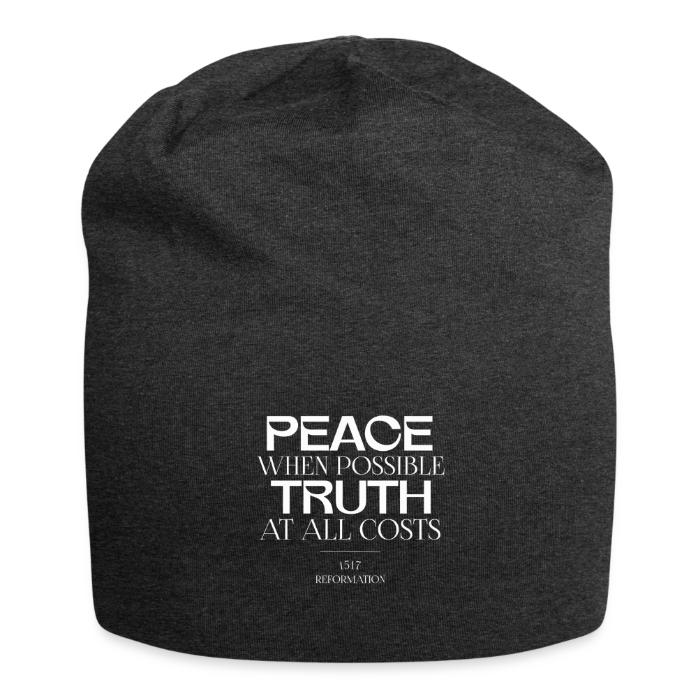 Peace When Possible Truth at All Costs Beanie - charcoal grey