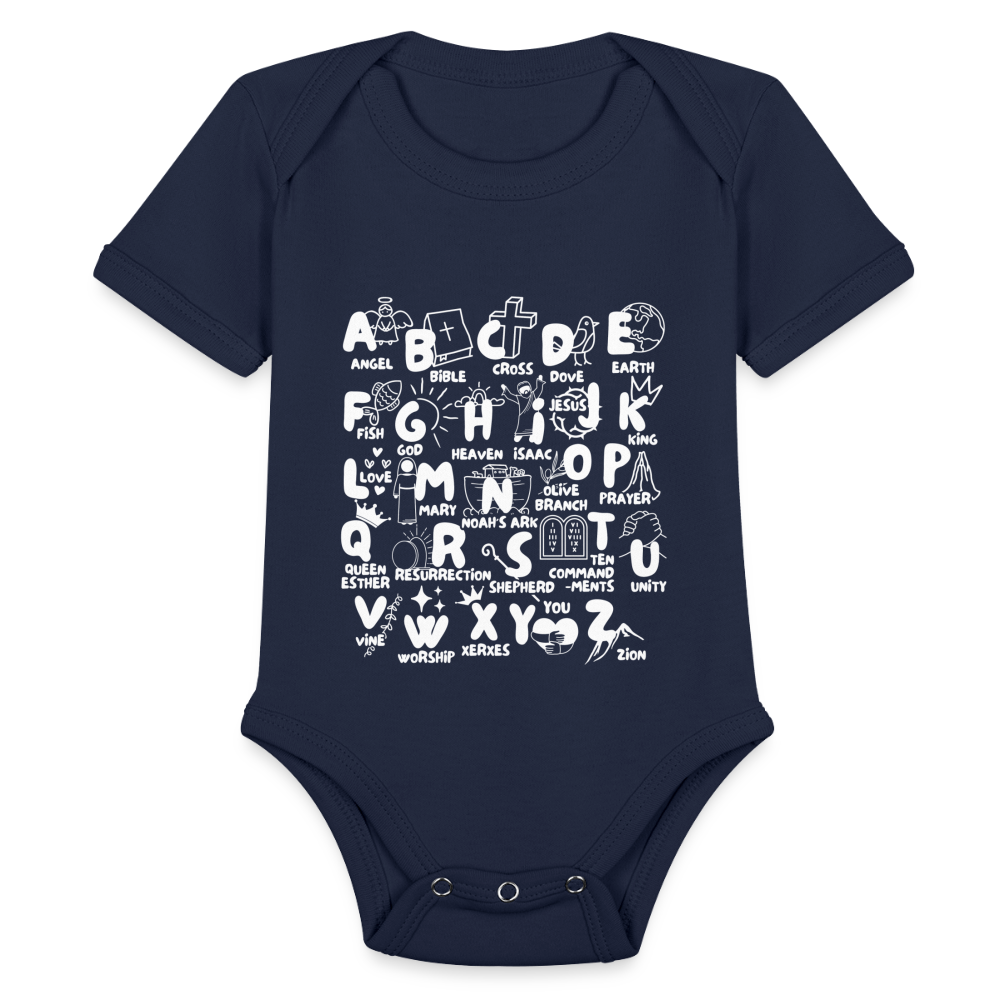 Bible Alphabet Baby Onesie Bodysuit - dark navy