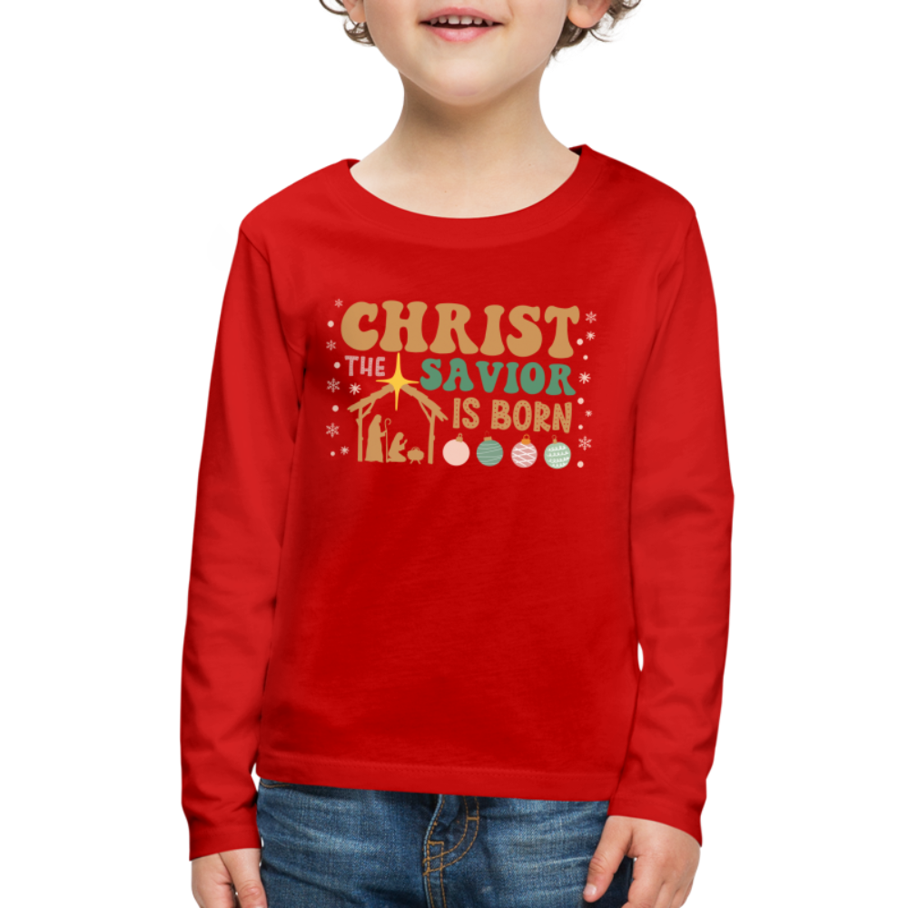 Christ the Savior is Born Christmas Family Kids' Premium Long Sleeve T-Shirt - red