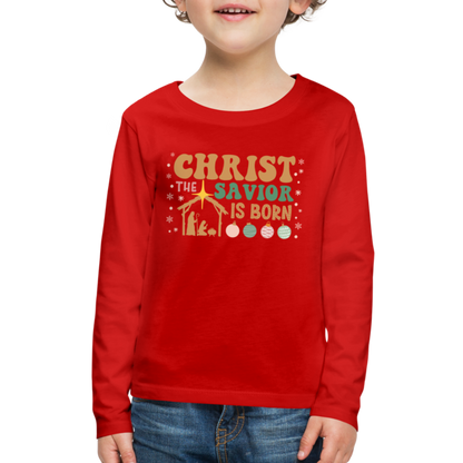 Christ the Savior is Born Christmas Family Kids' Premium Long Sleeve T-Shirt - red