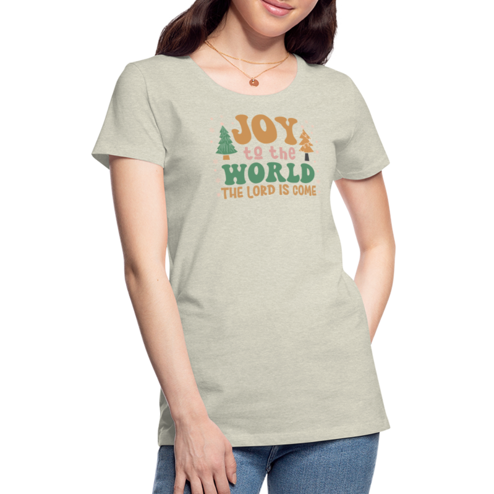 Joy to the World Christmas Family Women’s Premium T-Shirt - heather oatmeal