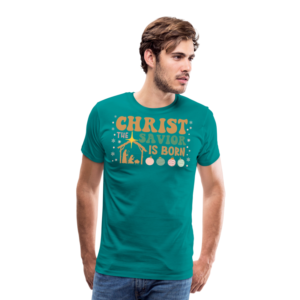 Christ the Savior is Born Christmas Family Men's Premium T-Shirt - teal