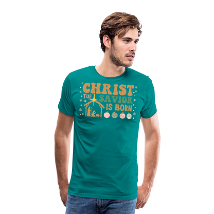 Christ the Savior is Born Christmas Family Men's Premium T-Shirt - teal