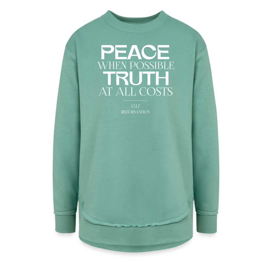 Peace when Possible Truth at All Costs Reformation Day (W) Women's Weekend Tunic Fleece Sweatshirt - saltwater