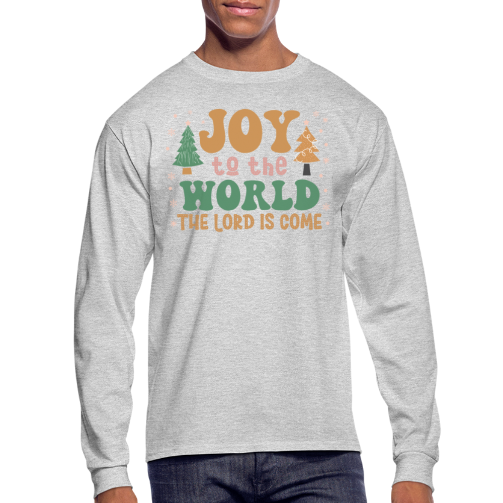 Joy to the World Christmas Family Men's Long Sleeve T-Shirt - heather gray