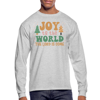 Joy to the World Christmas Family Men's Long Sleeve T-Shirt - heather gray