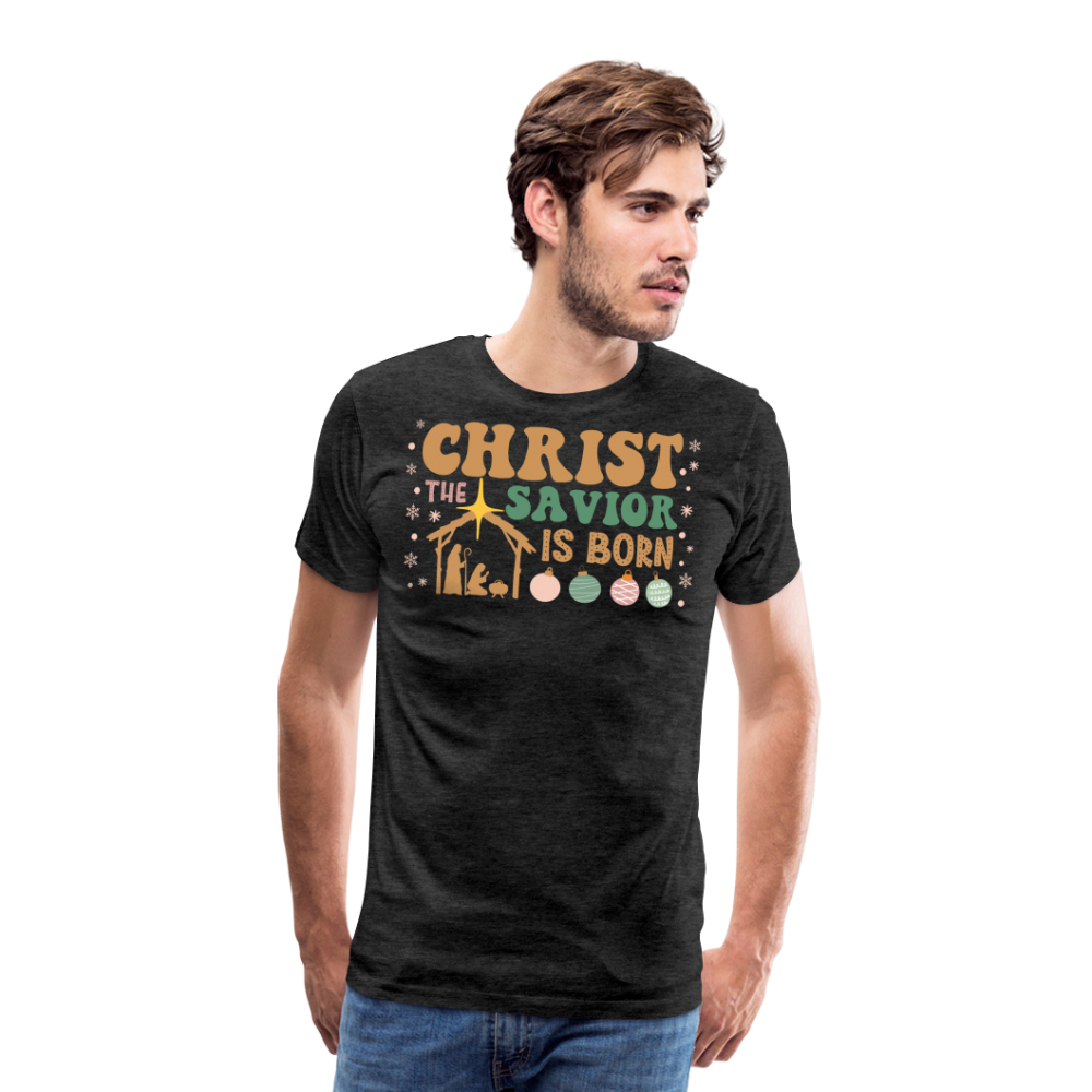 Christ the Savior is Born Christmas Family Men's Premium T-Shirt - charcoal grey