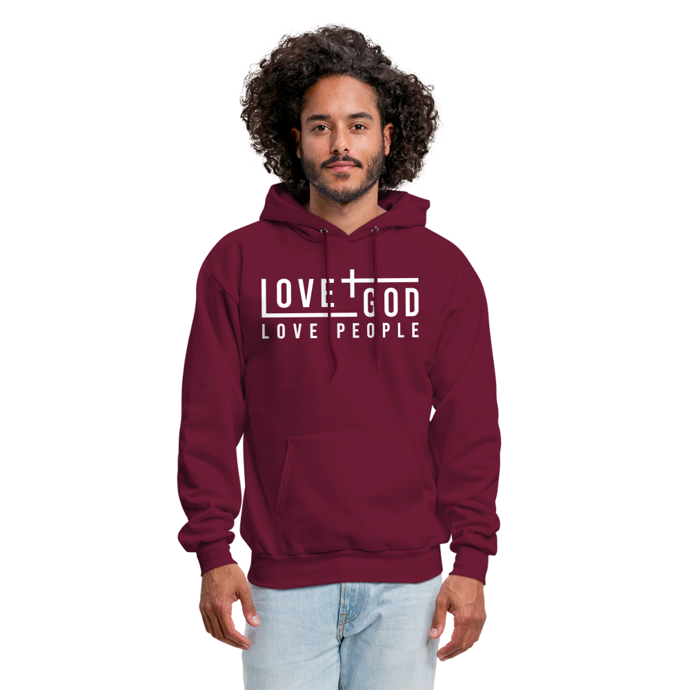 Love God Love People Men's Hoodie - burgundy