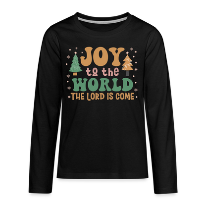 Joy to the World Christmas Family Kids' Premium Long Sleeve T-Shirt - black