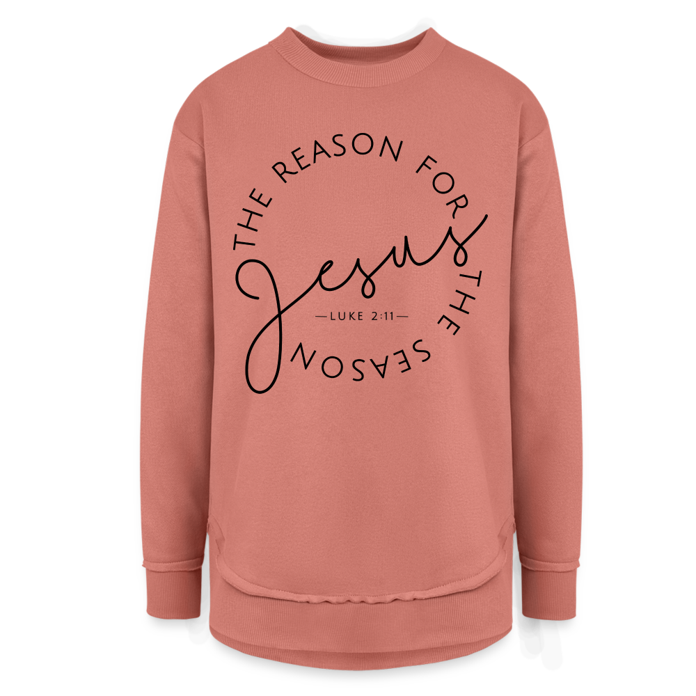 The Reason for the Season Christmas Women's Weekend Tunic Fleece Sweatshirt - mauve