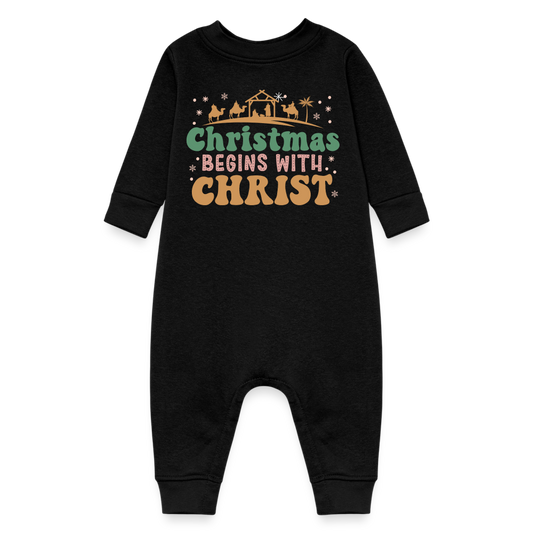 Christmas begins with Christ Family Baby Fleece One Piece - black