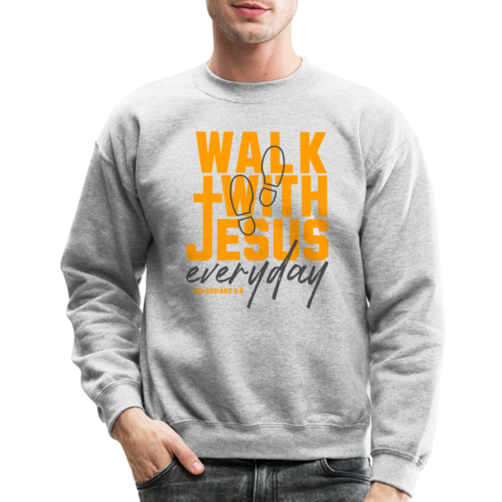 Walk with Jesus Everyday Men's Sweater - heather gray