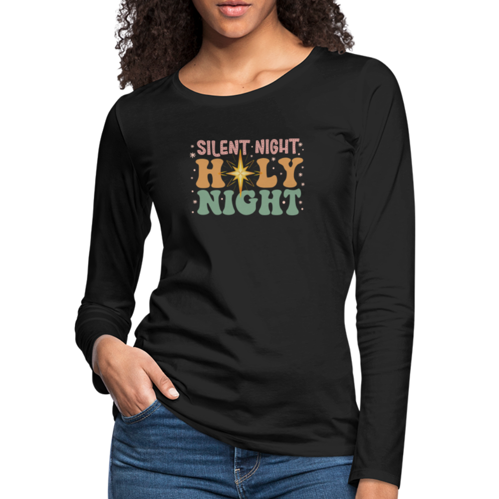 Silent Night Christmas Family Women's Premium Long Sleeve T-Shirt - black