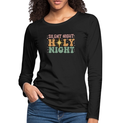 Silent Night Christmas Family Women's Premium Long Sleeve T-Shirt - black