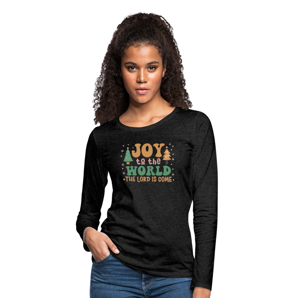 Joy to the World Christmas Family Women's Premium Long Sleeve T-Shirt - charcoal grey