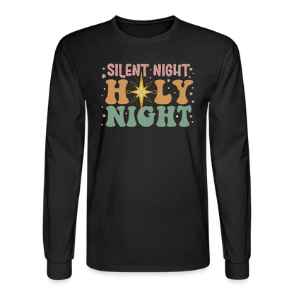 Silent Night Christmas Family Men's Long Sleeve T-Shirt - black