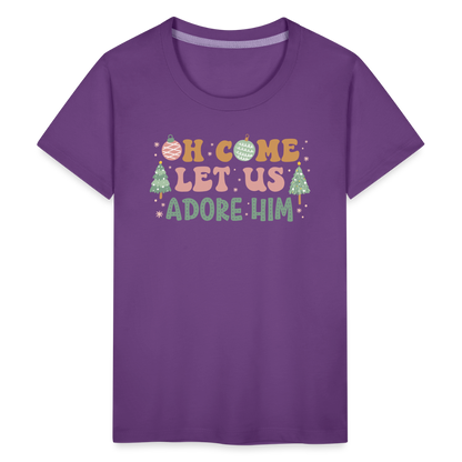 Oh Come Let Us Adore Him Christmas Family Kids' Premium T-Shirt - purple