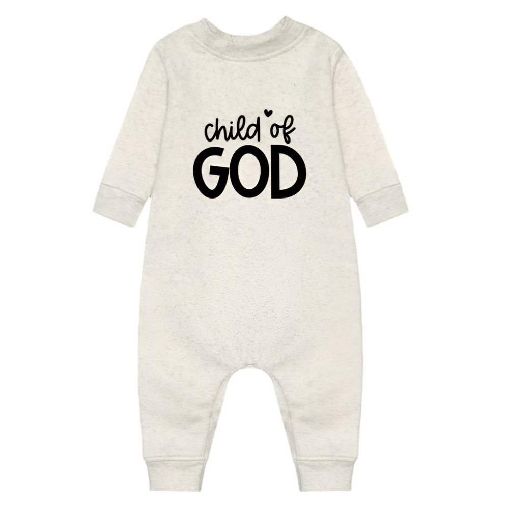 Child of God Fleece Baby Bodysuit - heather oatmeal