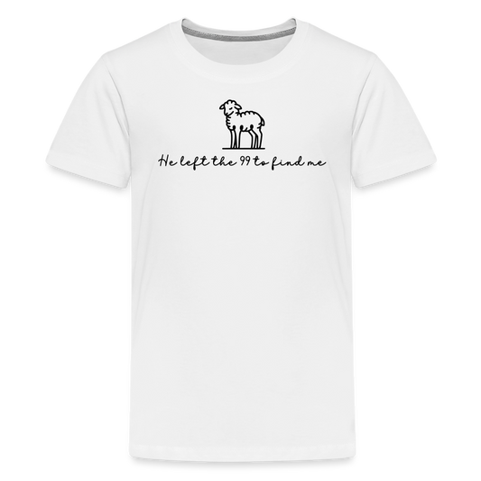 He Left the 99 to Find Me Youth Kids T-Shirt - white