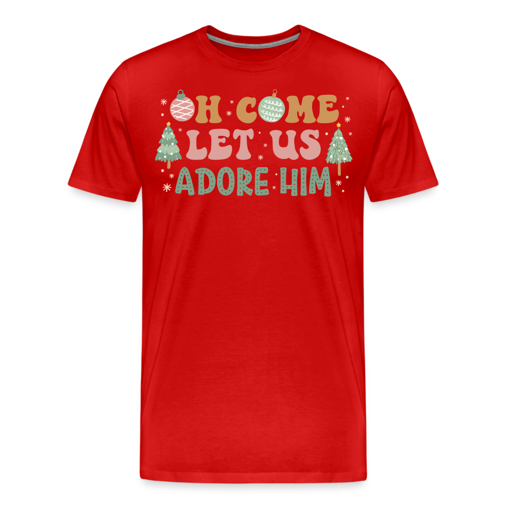 Oh Come Let Us Adore Him Christmas Family Men's Premium T-Shirt - red