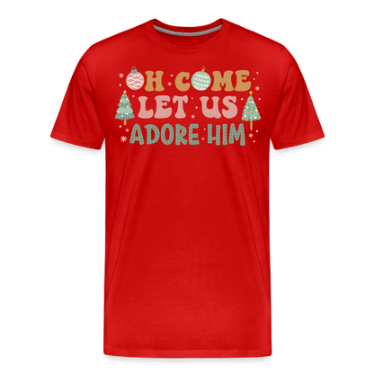 Oh Come Let Us Adore Him Christmas Family Men's Premium T-Shirt - red