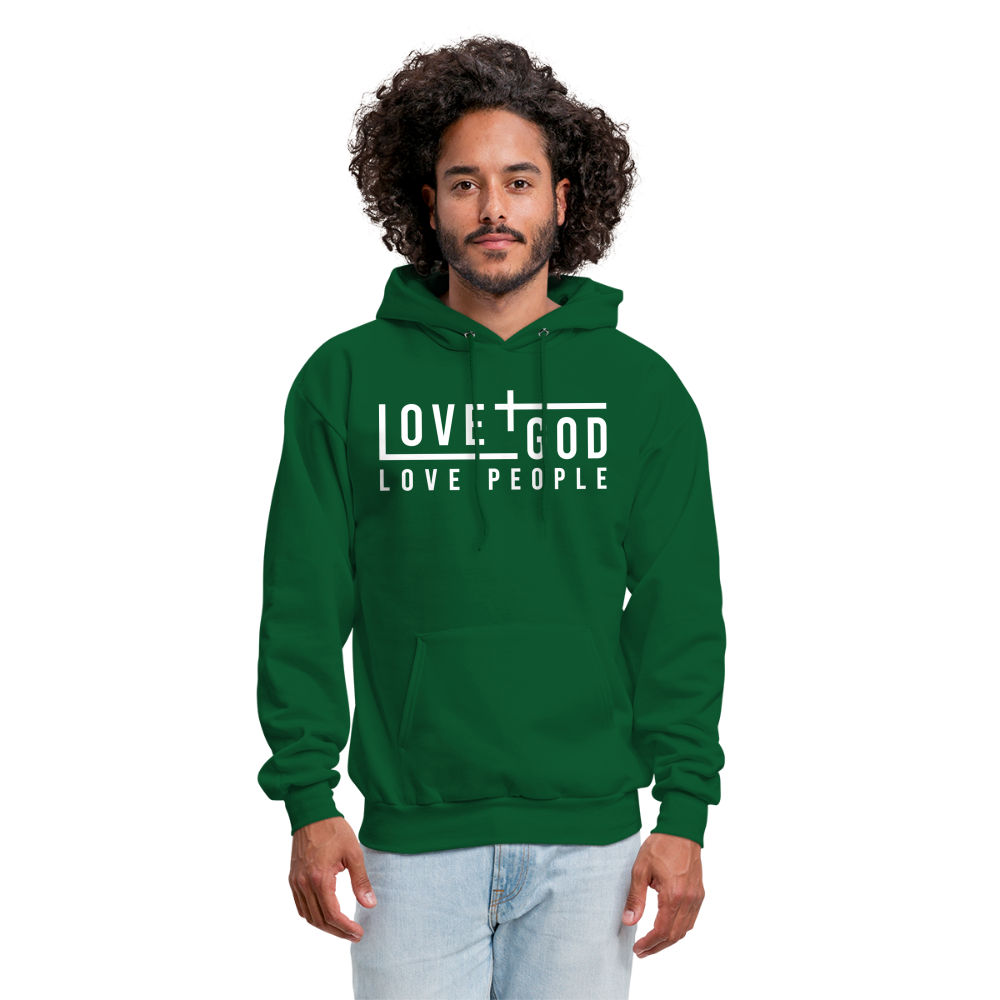 Love God Love People Men's Hoodie - forest green