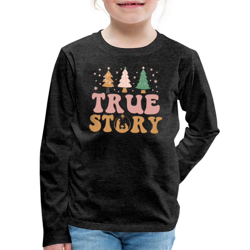 True Story Christmas Family Kids' Premium Long Sleeve T-Shirt - charcoal grey