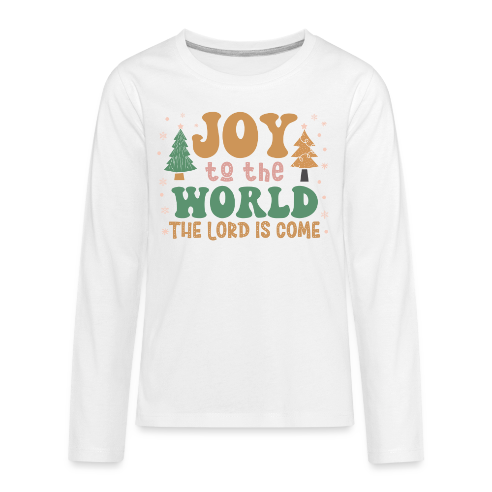 Joy to the World Christmas Family Kids' Premium Long Sleeve T-Shirt - white