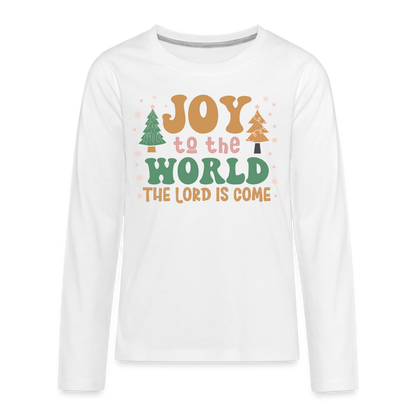 Joy to the World Christmas Family Kids' Premium Long Sleeve T-Shirt - white