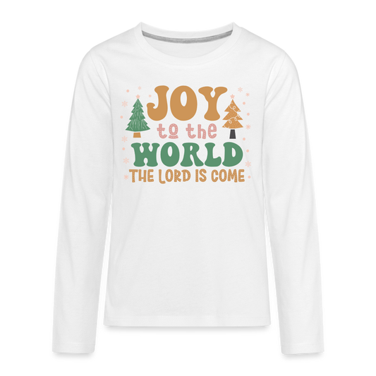 Joy to the World Christmas Family Kids' Premium Long Sleeve T-Shirt - white