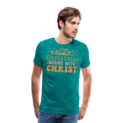 Christmas Begins with Christ is Born Christmas Family Men's Premium T-Shirt - teal