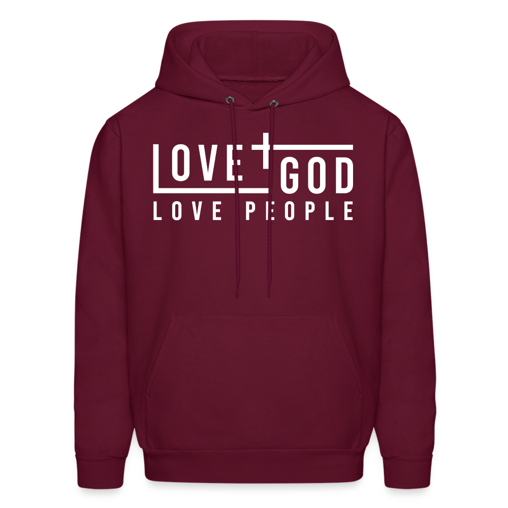 Love God Love People Men's Hoodie - burgundy