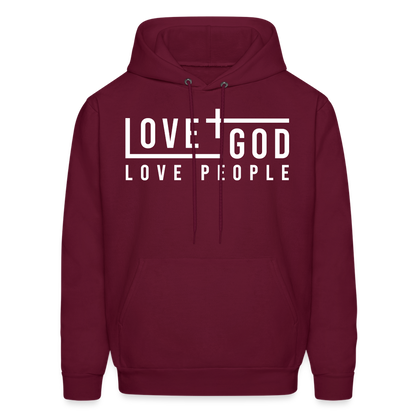 Love God Love People Men's Hoodie - burgundy