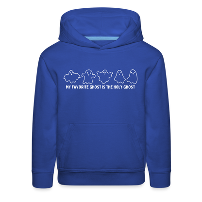 My Favorite Ghost is the Holy Ghost (Outline) Youth Hoodie - royal blue