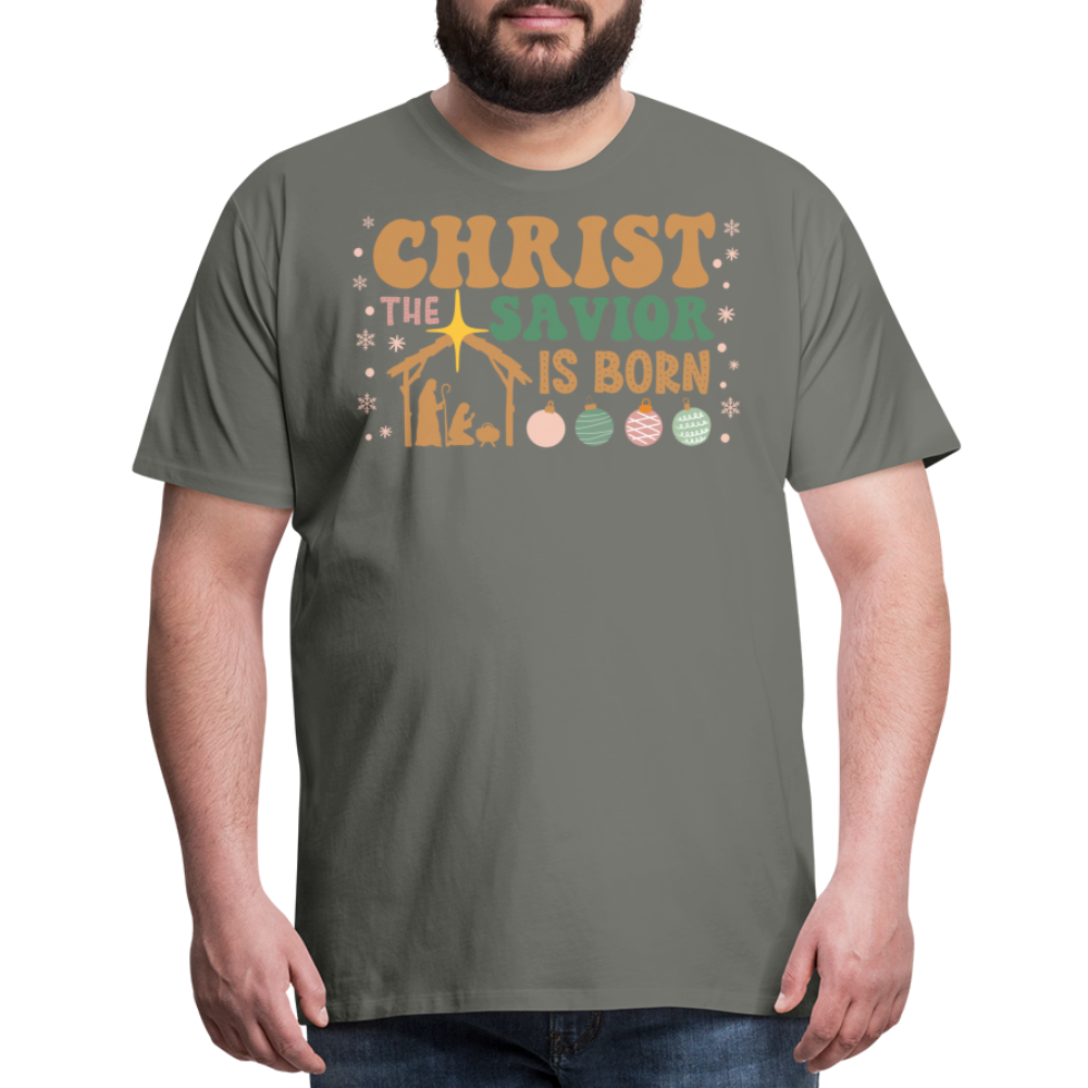 Christ the Savior is Born Christmas Family Men's Premium T-Shirt - asphalt gray