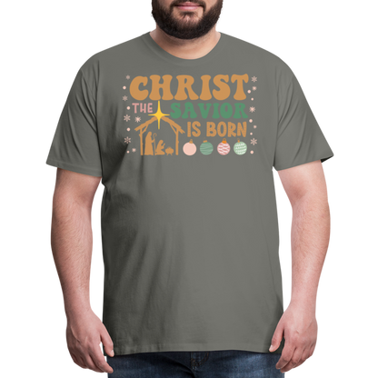 Christ the Savior is Born Christmas Family Men's Premium T-Shirt - asphalt gray