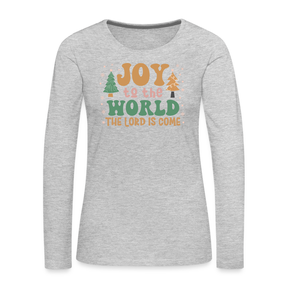 Joy to the World Christmas Family Women's Premium Long Sleeve T-Shirt - heather gray