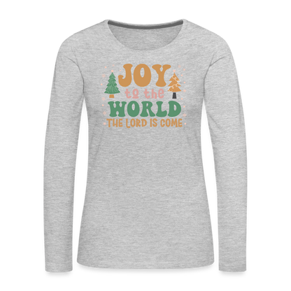 Joy to the World Christmas Family Women's Premium Long Sleeve T-Shirt - heather gray