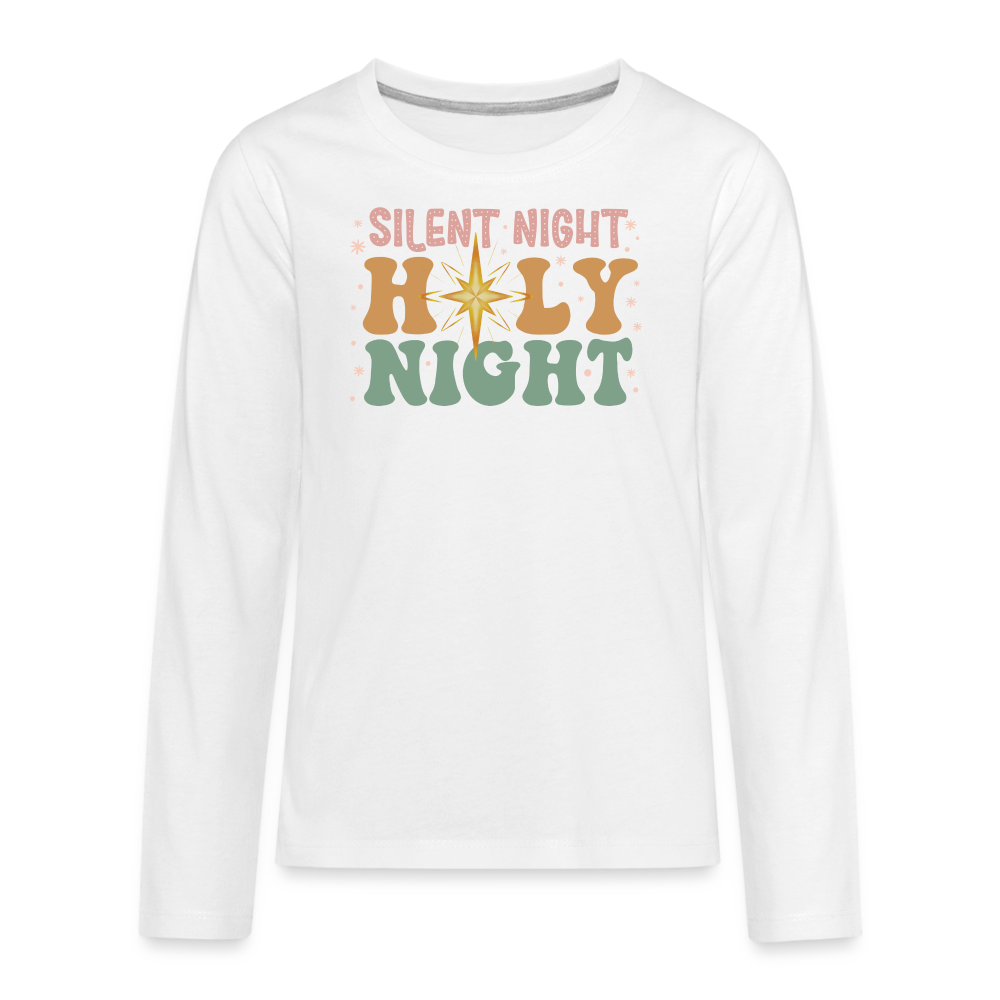 Silent Night Christmas Family Kids' Premium Long Sleeve T-Shirt - white