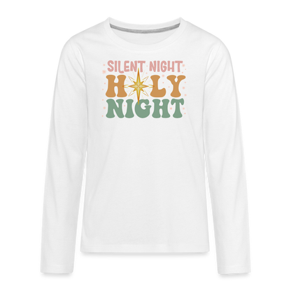 Silent Night Christmas Family Kids' Premium Long Sleeve T-Shirt - white