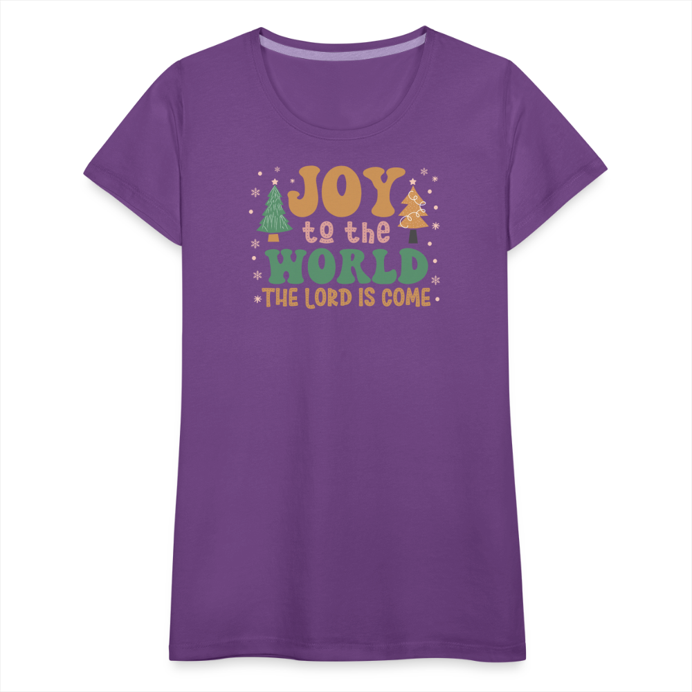 Joy to the World Christmas Family Women’s Premium T-Shirt - purple